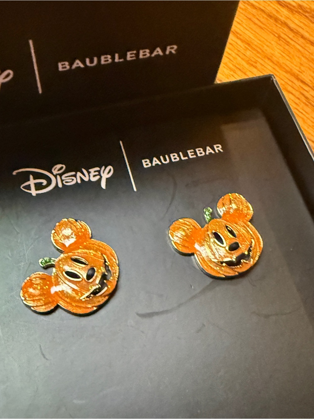 Disney x BaubleBar Mickey Mouse Pumpkin Stud Earrings EUC